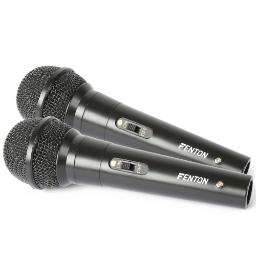 Fenton DM100 - Set van 2 zwarte microfoons voor o.a. karaoke en DJ&apos;s