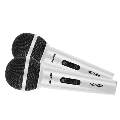 Fenton DM100W - Set van 2 witte microfoons voor o.a. karaoke en DJ&apos;s