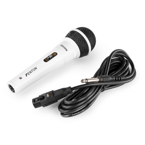 Fenton DM100W witte dynamische microfoon voor o.a. karaoke en DJ&apos;s