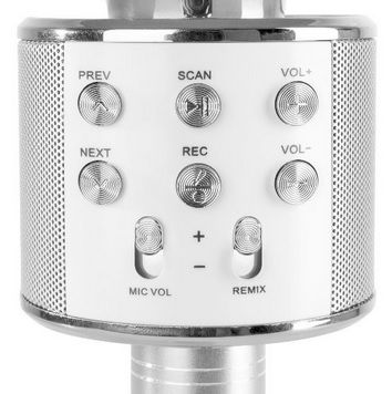 Max KM01 karaoke microfoon controls knopjes