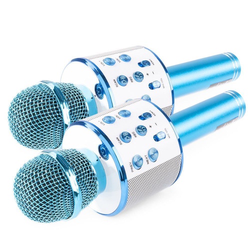 Set van 2 MAX KM01 karaoke microfoons - Blauw (2x)
