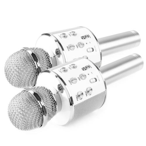 Set van 2 MAX KM01 karaoke microfoons - Zilver (2x)