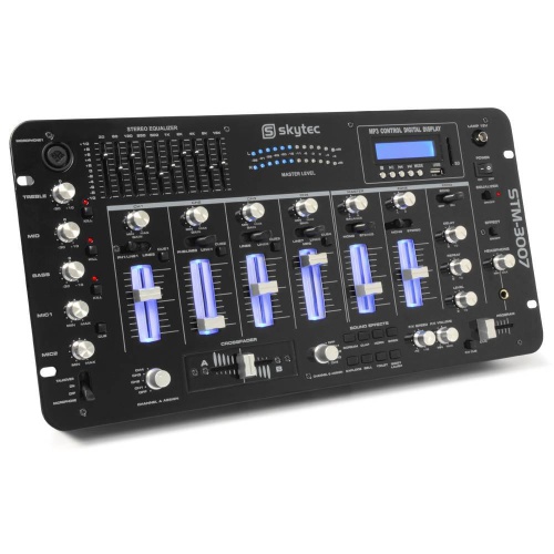 Skytec STM-3007 6-Kanaals 19 inch mixer met SD/USB/MP3/LED/Bluetooth