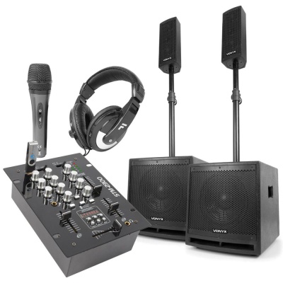 Vonyx 2.2 DJ speakerset met mixer en gratis DJ accessoires