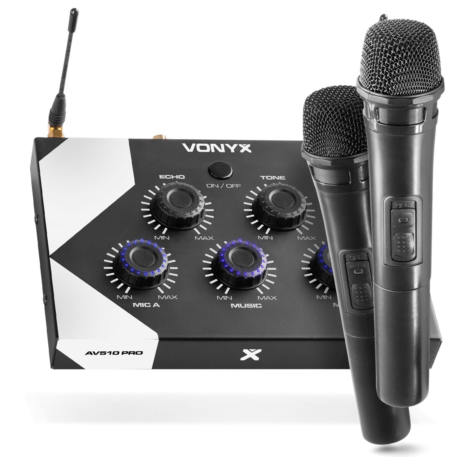 Ewell Sijpelen Jaar Vonyx AV510 Bluetooth karaoke set met 2x draadloze microfoon > Muziek maken
